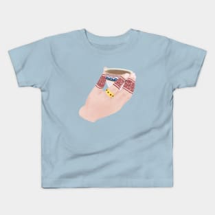 Henna Hand Holding Teacup - Henna Hand with a Cup Kids T-Shirt